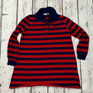 Vinage Polo Rugby Style Red and Blue Long Sleeve Casual Shirt